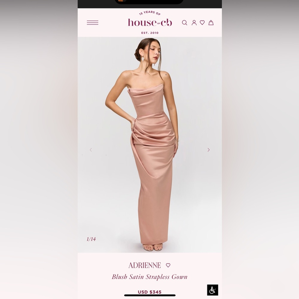House of CB Adrienne Blush Strapless Gown